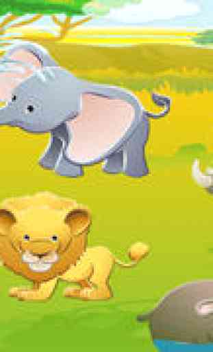 Jeu éducatif d’anglais sur les animaux du safari pour les enfants de 2+ ans: Jeux pour l'école préparatoire, maternelle ou primaire avec lion, éléphant, crocodile, hippopotame, singe, tigre et perroquet! 1