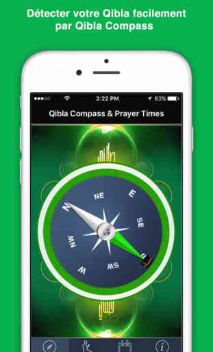 Qibla Compass-Prayer times:qibla boussole-prière 1