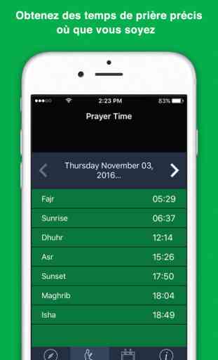 Qibla Compass-Prayer times:qibla boussole-prière 2