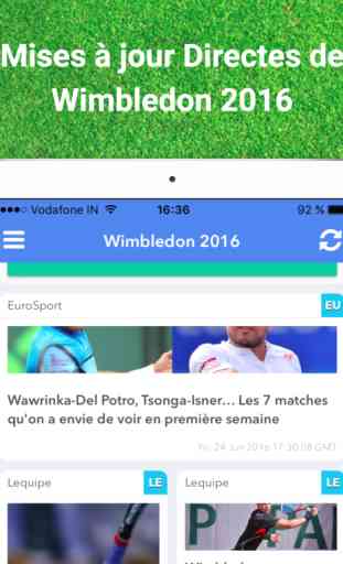 Livescore pour Wimbledon 2016 - Résultats et Actualités App 3