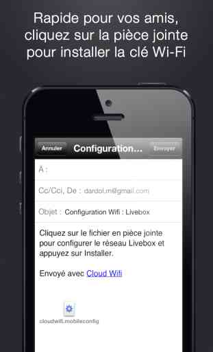 Cloud Wifi : sauvez, synchronisez avec iCloud et partagez vos clés wifi par email, iMessage/SMS et bluetooth 4