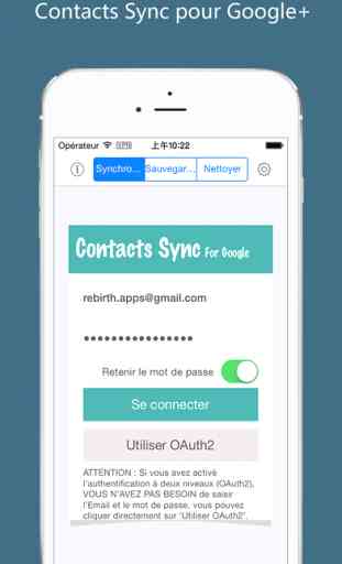 Contacts Synchroniser, Sauvegarde, Nettoyer 1