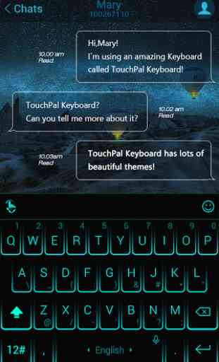 Neon Blue Keyboard Theme 2