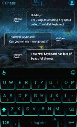 Neon Blue Keyboard Theme 4