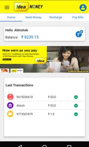 Recharge, Bill Payment, Wallet 1