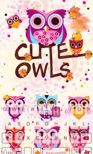 Cute Owls Emoji Keyboard Theme 1