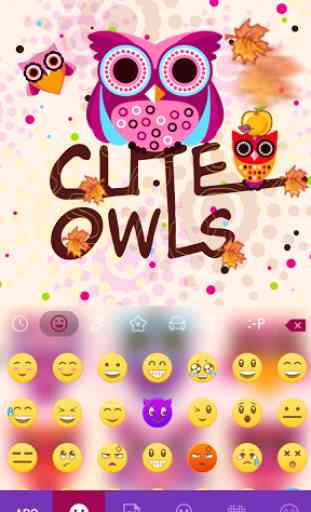 Cute Owls Emoji Keyboard Theme 2