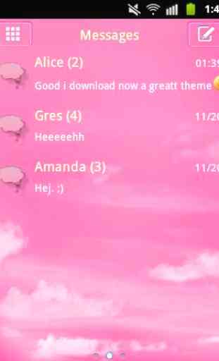 Clouds Pink Theme GO SMS Pro 1