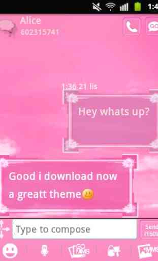 Clouds Pink Theme GO SMS Pro 2