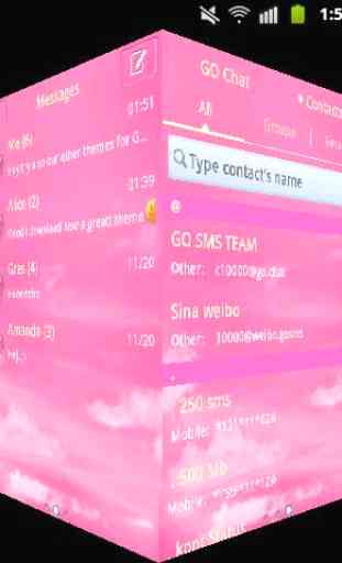 Clouds Pink Theme GO SMS Pro 3