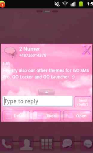 Clouds Pink Theme GO SMS Pro 4
