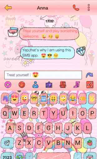 Pink Art Emoji keyboard Theme 3