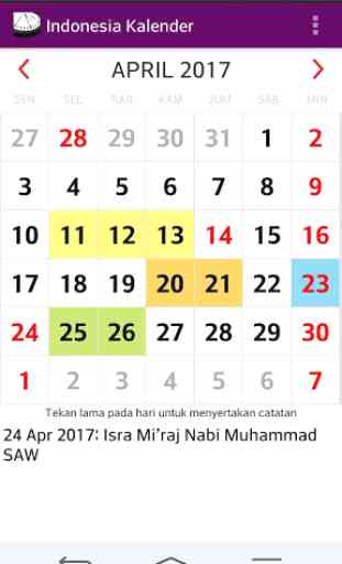 Indonesia 2017 Kalender 1