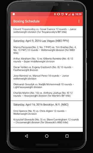 Boxing Fight Schedule 2