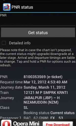 PNR status and train info 2