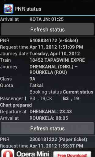 PNR status and train info 3