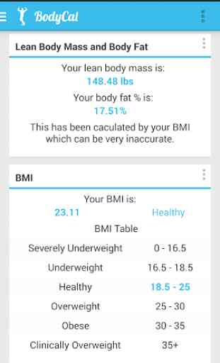 BodyCal (IIFYM, BMI, Body Fat) 2