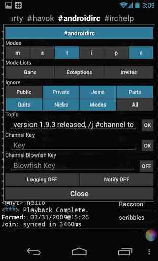 IRC for Android ™ 3