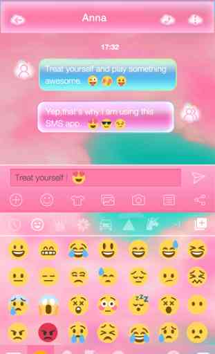 Pink Cloud Emoji Keyboard Skin 2