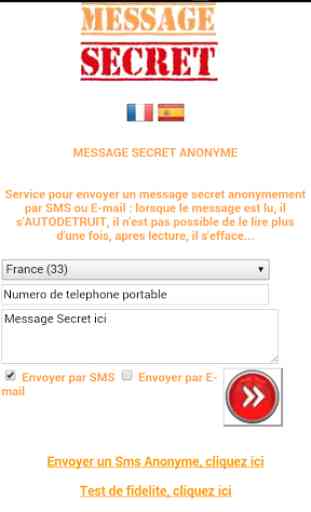 Message Secret Anonyme par SMS 1