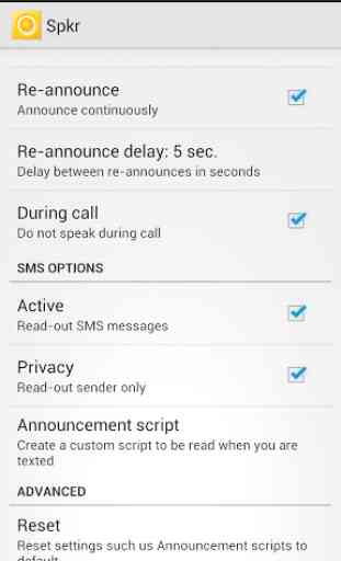 Call  & SMS Announcer - Spkr 2