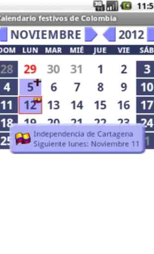 Calendario Festivos Colombia 3