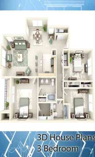 Plans 3D House - 3 Chambre 1