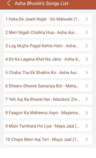 Hit Asha Bhosle's Songs Lyrics 2