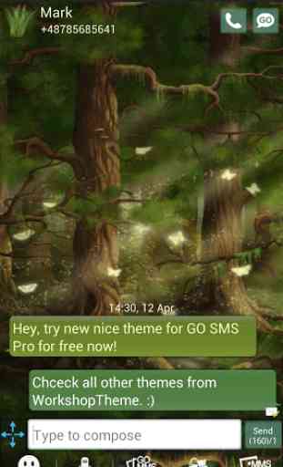 Thème forestier GO SMS Pro 2