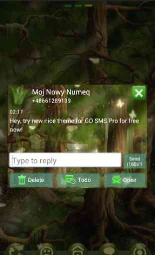 Thème forestier GO SMS Pro 4