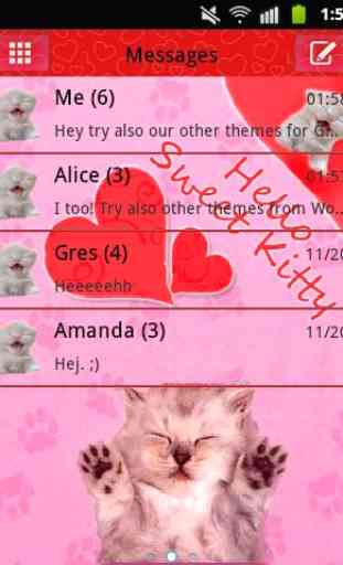 Cats Pink Theme GO SMS Pro 1