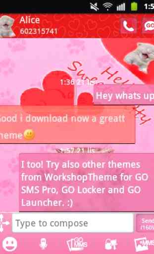 Cats Pink Theme GO SMS Pro 2