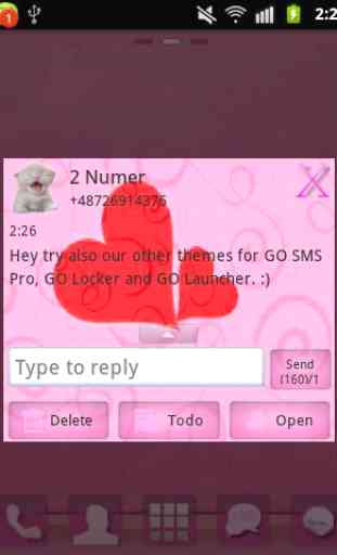 Cats Pink Theme GO SMS Pro 4