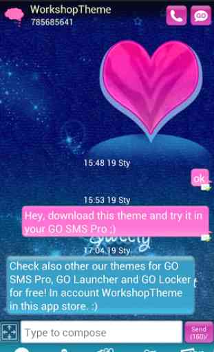 GO SMS Pro Theme Rose Bleu 1