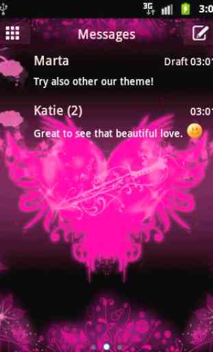 Pink Heart Theme GO SMS Pro 1