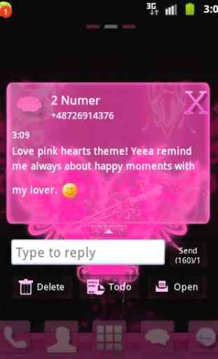 Pink Heart Theme GO SMS Pro 3