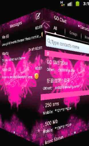 Pink Heart Theme GO SMS Pro 4
