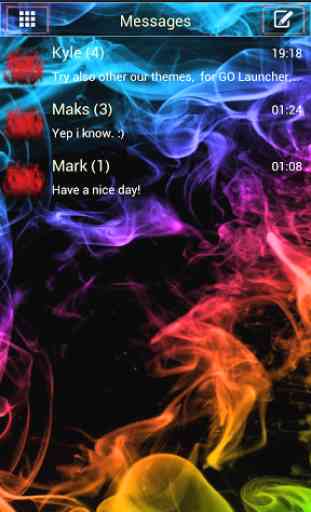 Fumée de couleur Theme GO SMS 1