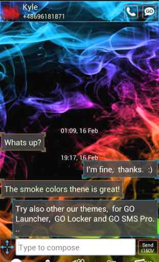 Fumée de couleur Theme GO SMS 2