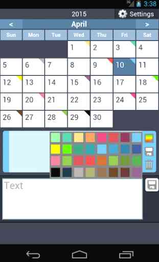 calendrier avec couleurs 2