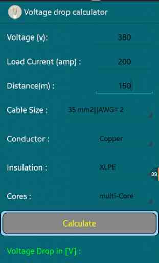 Voltage drop / Cable size calc 3