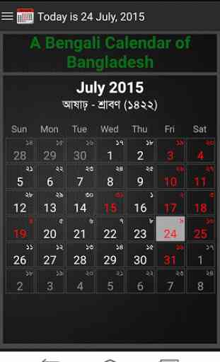 Bangla Calendar with holidays 1