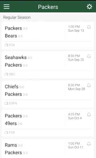 Football Schedule for Packers 3
