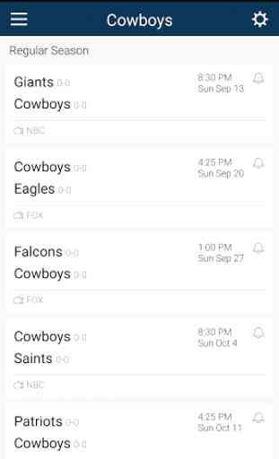 Football Schedule for Cowboys 3