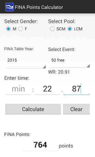 SWIM FINA Points Calculator 3