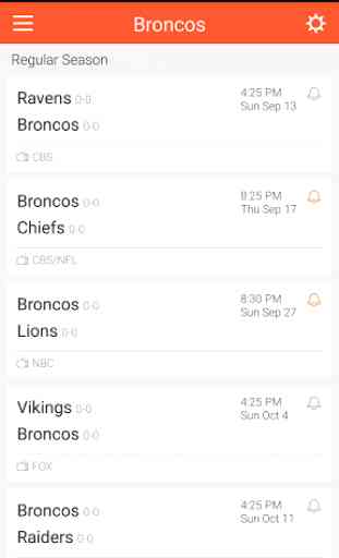 Football Schedule for Broncos 1