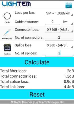Fiber Optics Loss Calculator 2