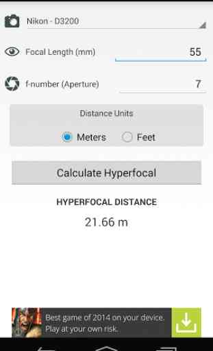HyperFocal Distance Calculator 3