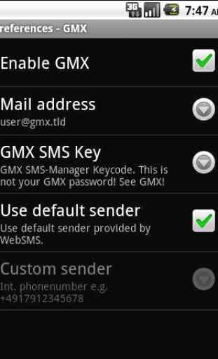 WebSMS: GMX Connector 2