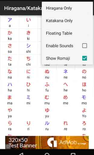 Hiragana Katakana Table 1